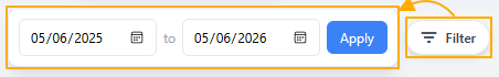 Date range selection filter fields on the AP Dashboard
