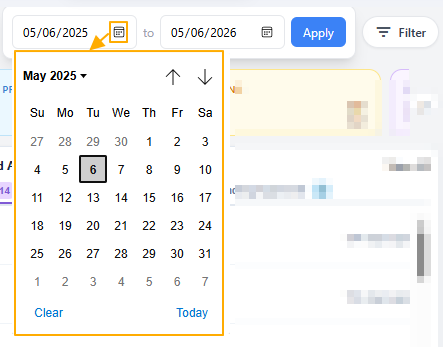 Calendar picker view for date selection