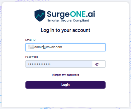 Logging in as SurgeONE.ai Admin user