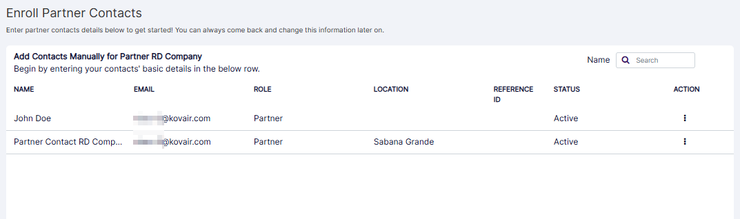 Enroll Partners Contact view
