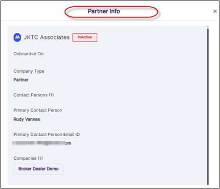 Partner Info modal