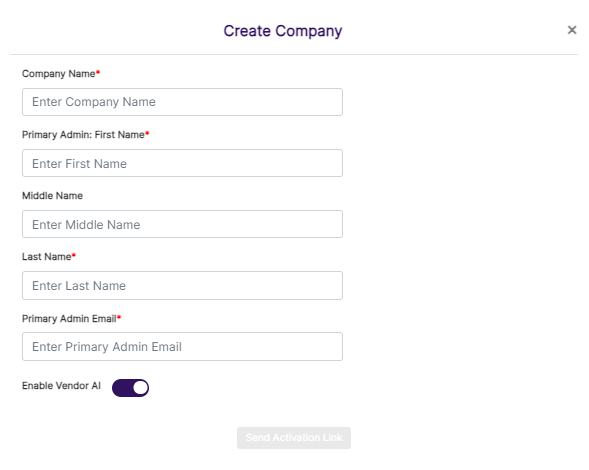 Create Company dialog box