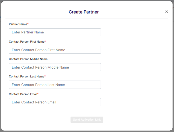 Create Partner modal