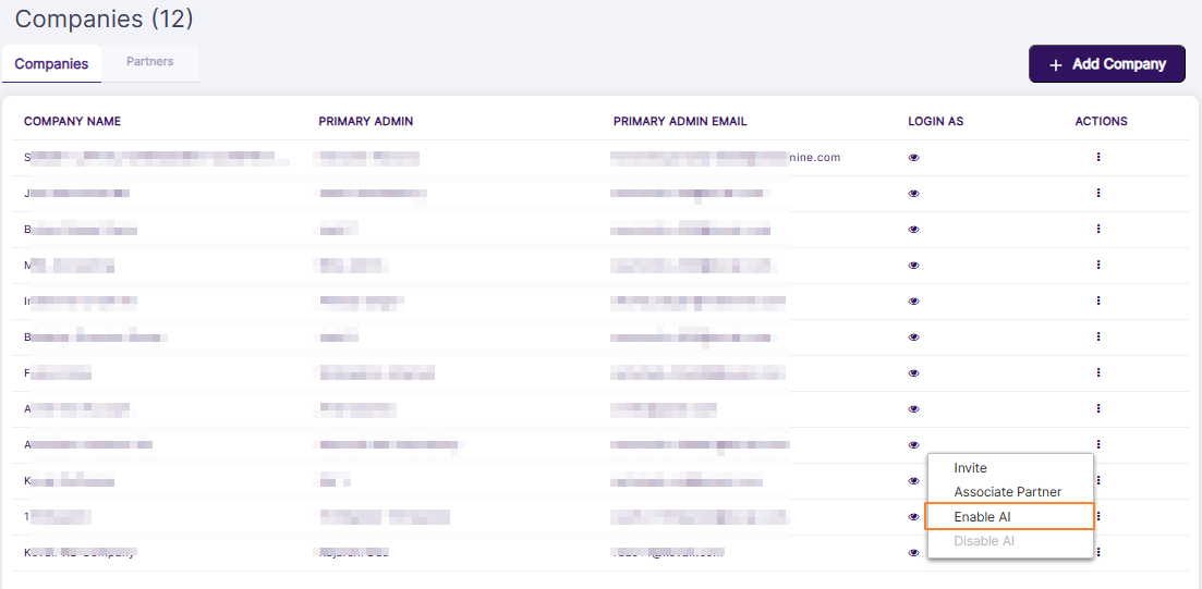 Enable AI menu option