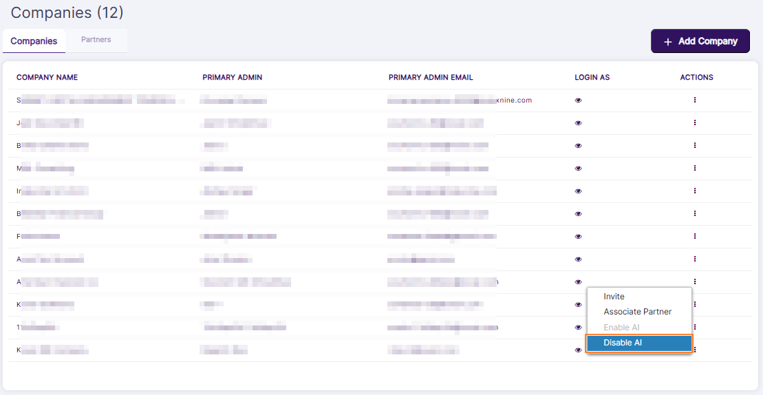 Disable AI menu option