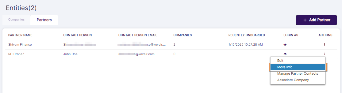More Info menu option