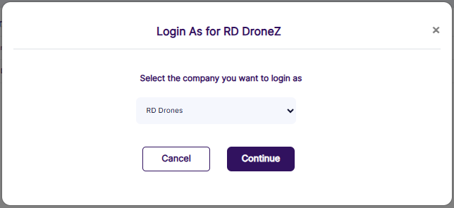 Login As modal window