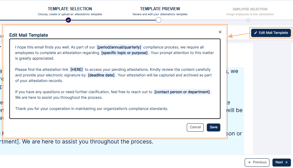 Making changes to the template content