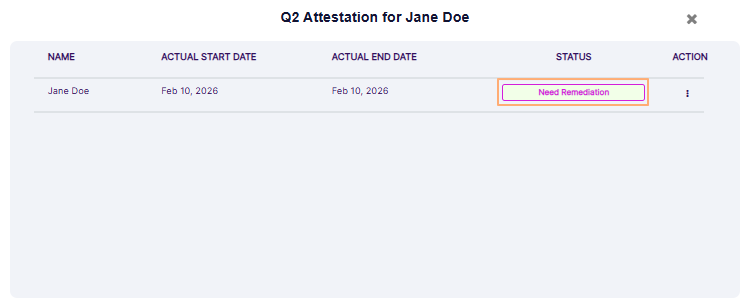 Need Remediation option of the attestation dialog box