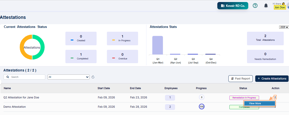 Expanded view of the row context menu option View More