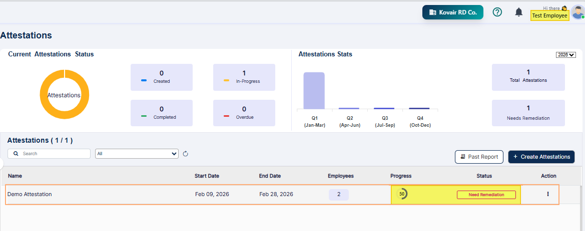 Attestation Info view