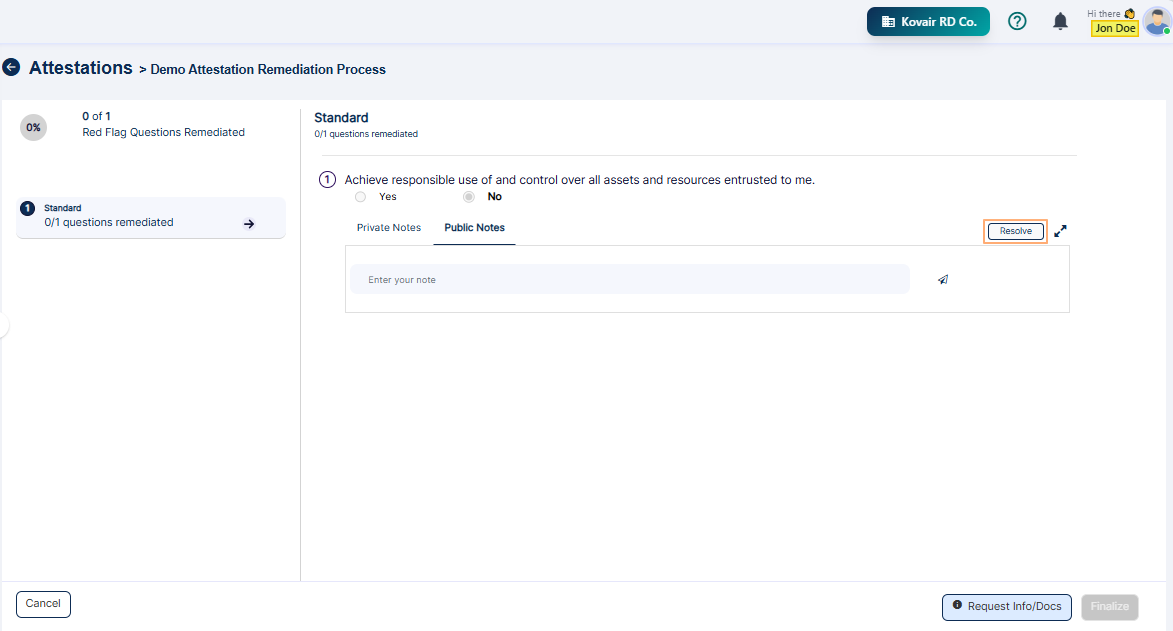 Attestation creator resolving flagged response