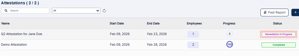 Status updates to Remediation In Progress