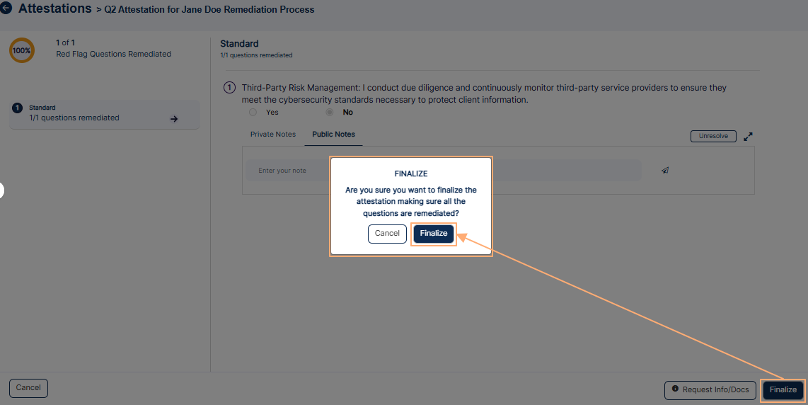 Finalizing attestation
