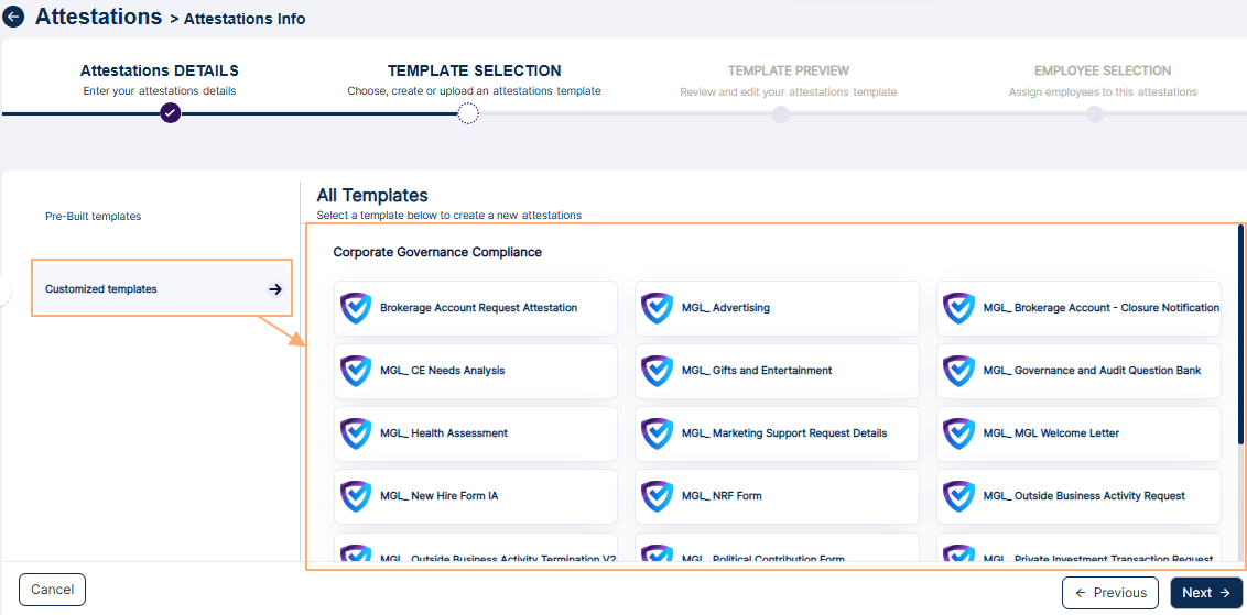 Customized templates
