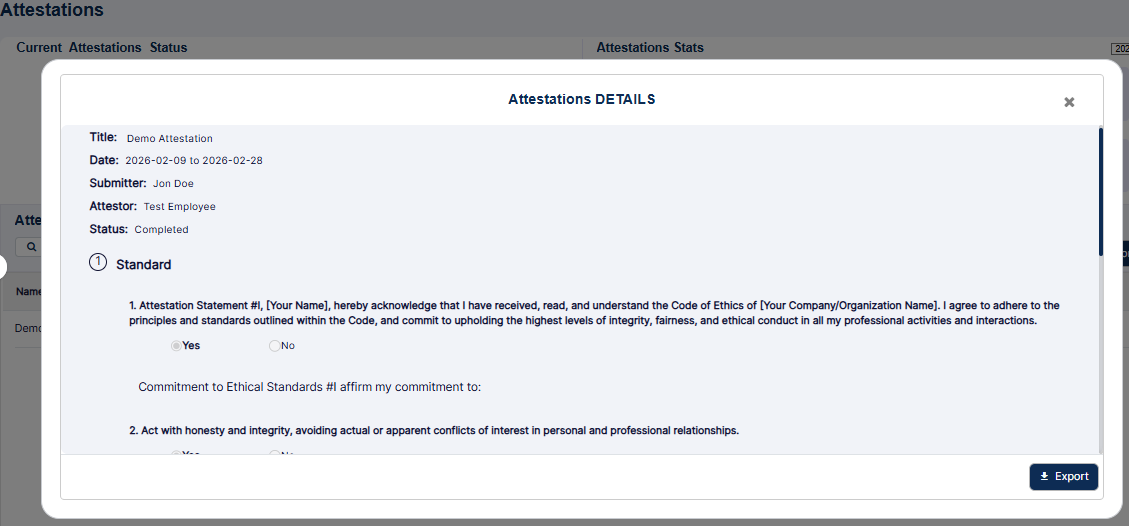 ATTESTATION DETAILS modal window partial view