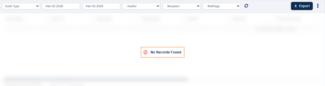 No Records Found label