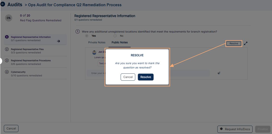 Resolve dialog box prompted