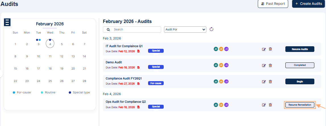 View of Resume Remediation button