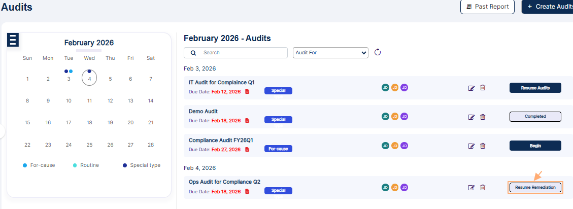 View of Resume Remediation button