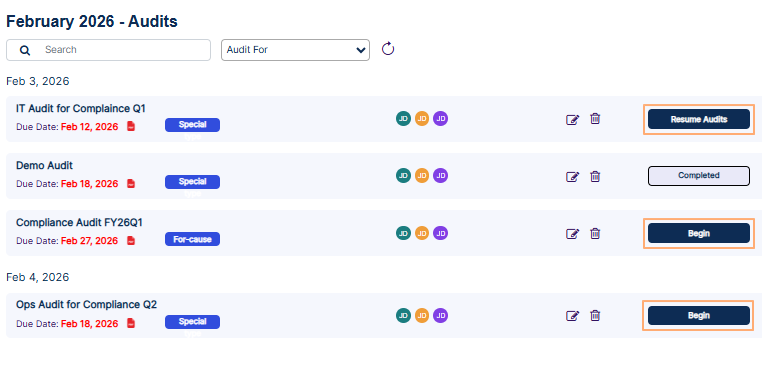 Audit Call to Action button view
