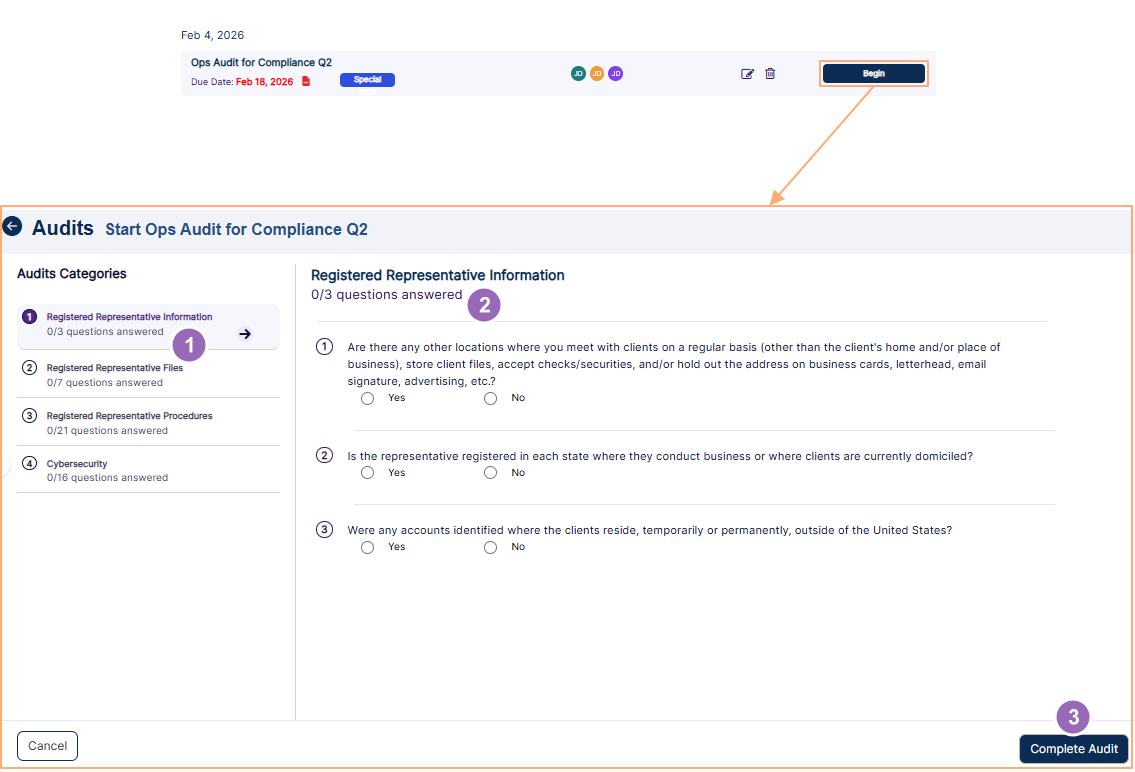 Audit questionnaires