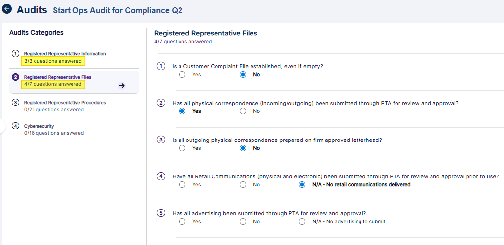 Number of questions answered