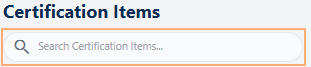 Search bar to quickly find displayed Certification Items