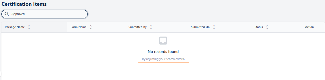 No matching records found