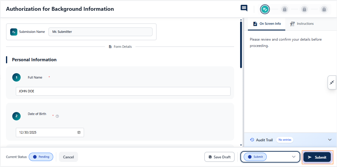 Submitting a Certification Items from the edit page