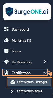 Certification Packages menu option