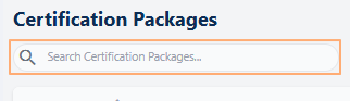 Search bar to quickly find added Certification Packages