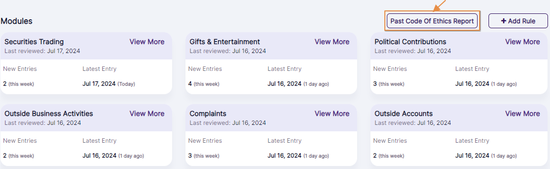 Past Code of Ethics Report button