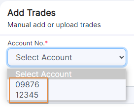 Added account numbers visible on expanded dropdown