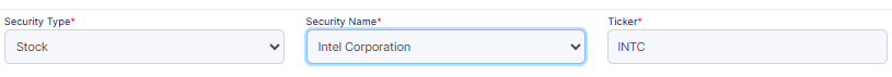 Security Name and Ticker field