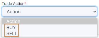 Type of trade dropdown