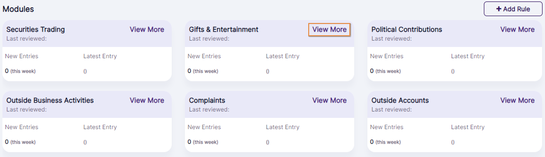 View More option of the Gifts & Entertainment module