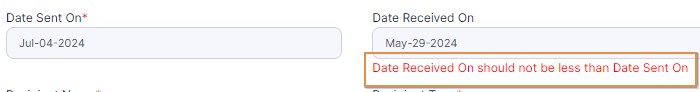 Date validation tooltip
