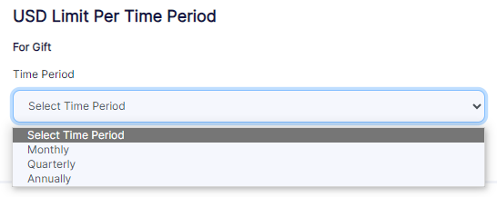 Time Period dropdown under the For Gift label
