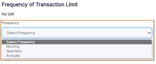 Frequency dropdown under the For Gift label