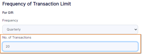 No. of Transactions field under the For Gift label