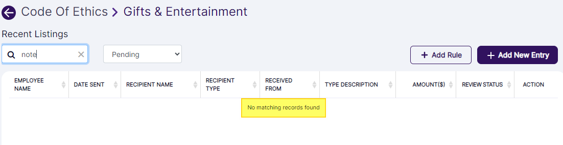 No search results found