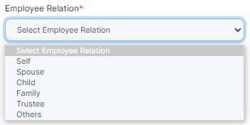 Employee Relation dropdown