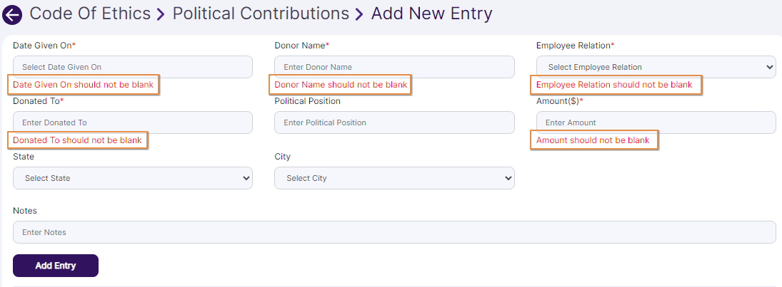 Field validation tooltips