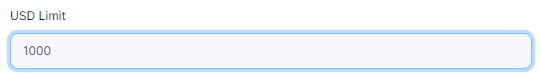 USD Limit field under the USD Limit Per Time Period label