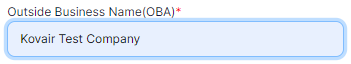 Outside Business Name(OBA) field
