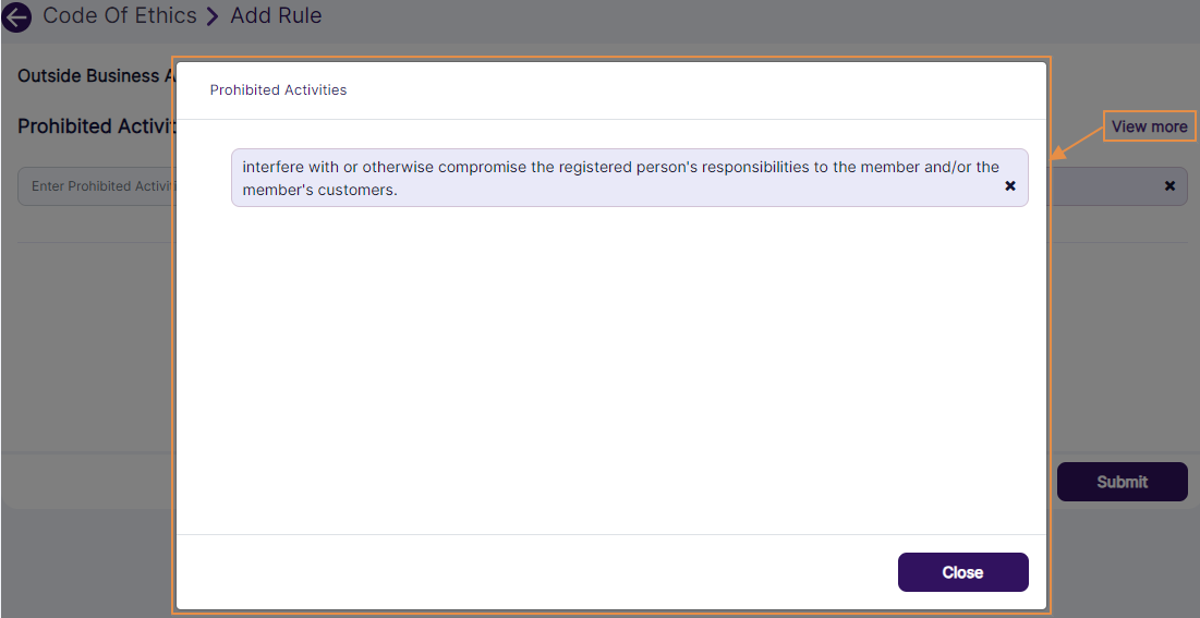 View More dialog box