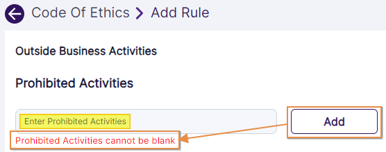 Validation tooltip to enter text