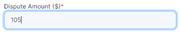 Dispute Amount ($) field