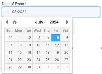 Date of Event field